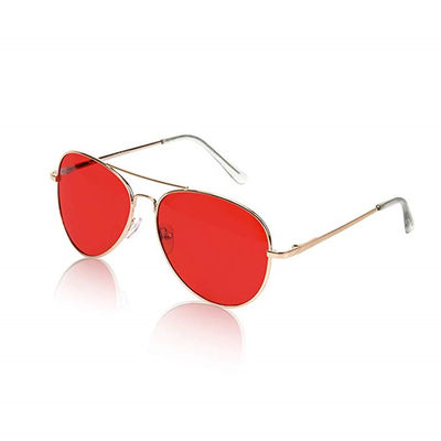 Στρογγυλά γυαλιά ηλίου θεραπείας κόκκινου χρώματος UV400 125mm χρυσό πλαίσιο βραχιόνων
